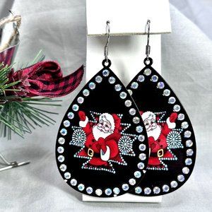 Santa Claus Aztec Earrings TearDrop Christmas Holiday Present